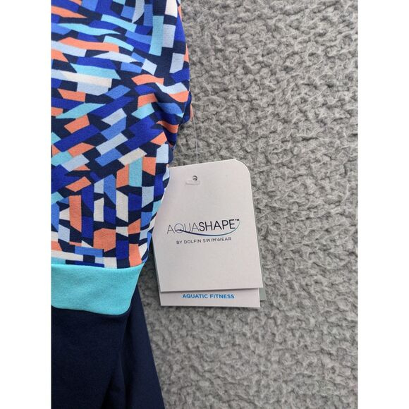 NWT Dolfin Aquashape Women's blue Print Moderate Scoop Back One Piece sz 6 - Picture 8 of 11